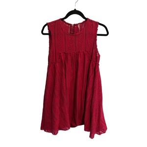 FREE PEOPLE Womens Dress TU ES LA Lace Maroon Burgundy Sleeveless Mini Size S